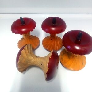 Red and Brown Wooden carved Apple Core Home Accents
